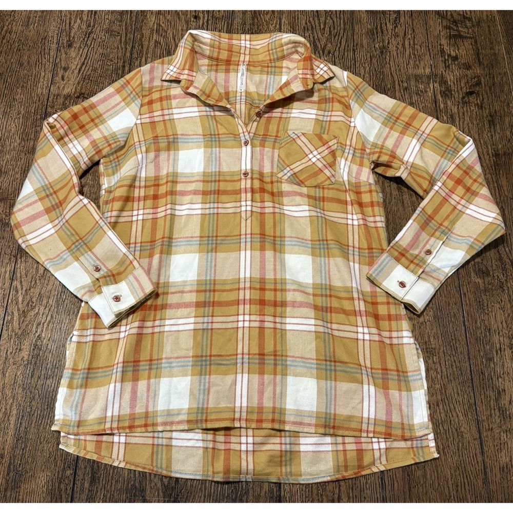 Kuhl Women's Ferrata Button Shirt Flannel Tunic Long Sleeve Honey